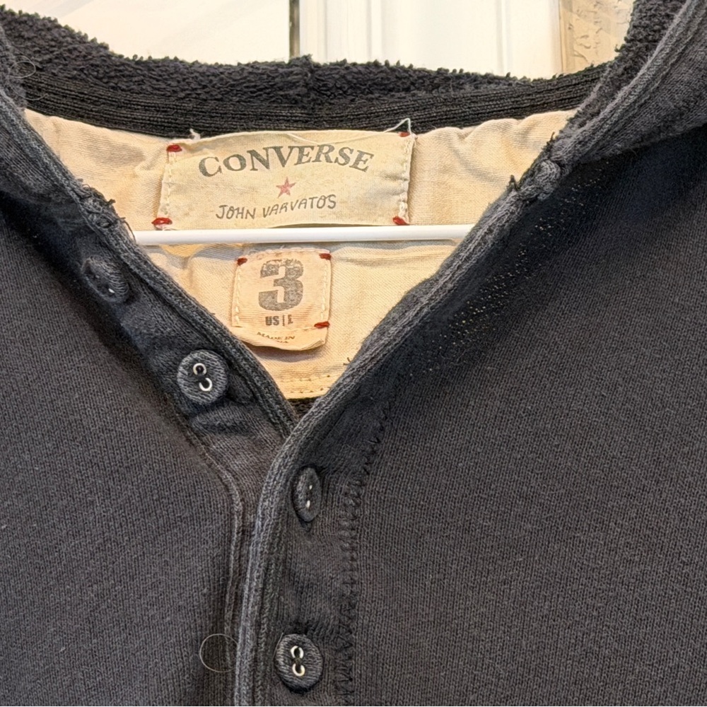 Men's John Varvatos Converse Black Hoodie, Size Large - Picture 2 of 3